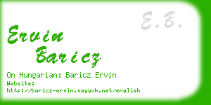 ervin baricz business card